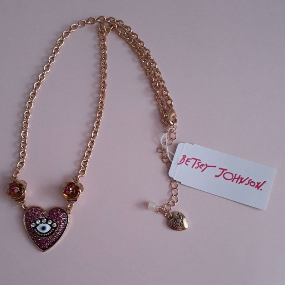 Betsey Johnson Gold Tone Chain Evil Eye Heart